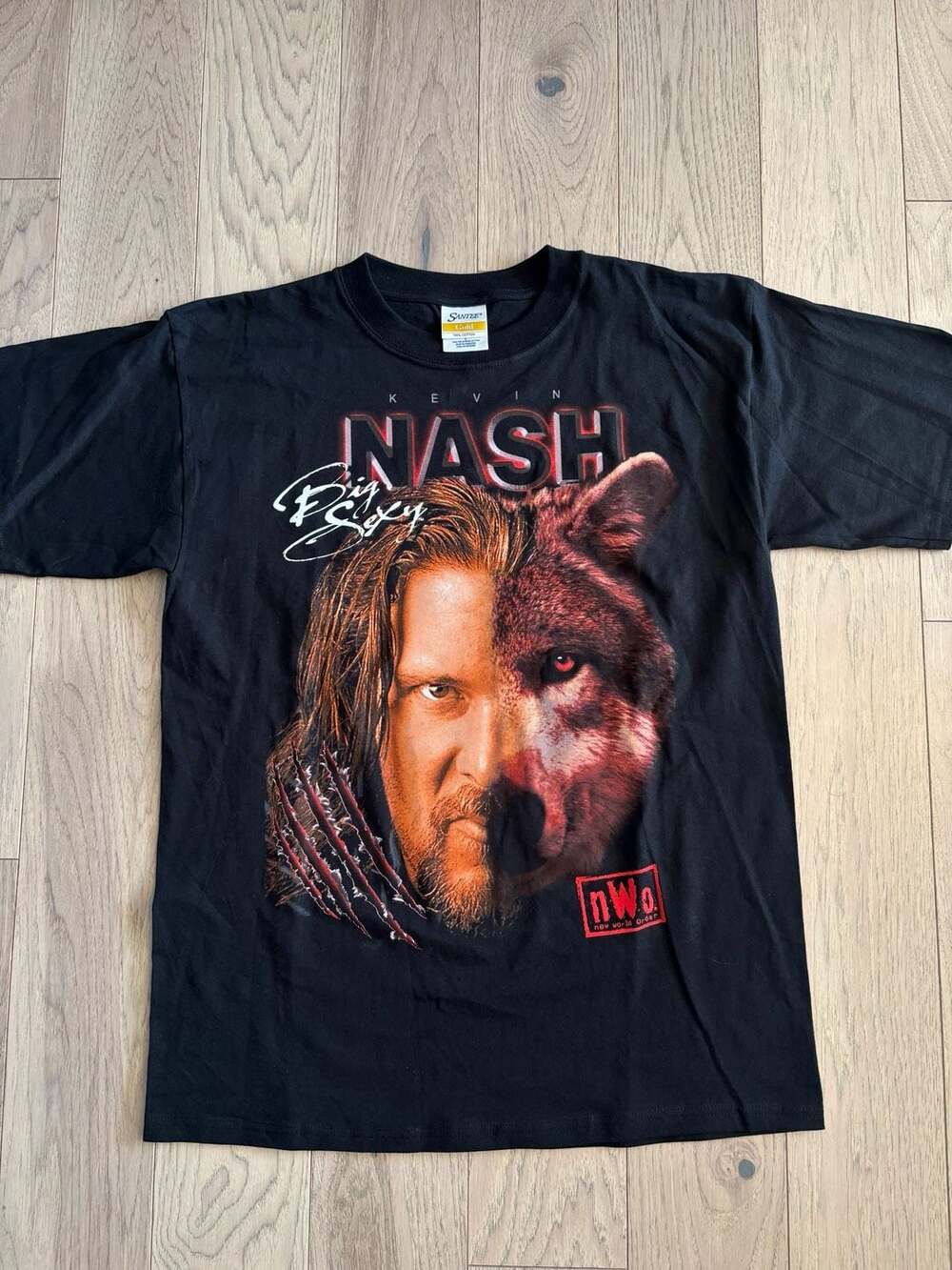 Vintage 90s Kevin Nash nWo Wolfpac Big Sexy Split Face Wolf T-Shirt Size L